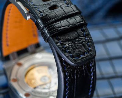 Bespoke Watch Strap in Navy Blue Crocodile