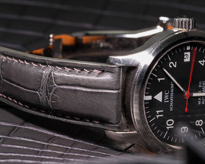 Bespoke Watch Strap in Charcoal Grey Alligator