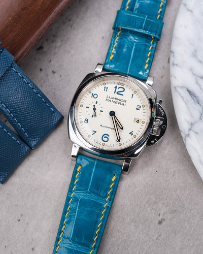 Bespoke Watch Strap in Turquoise Blue Crocodile