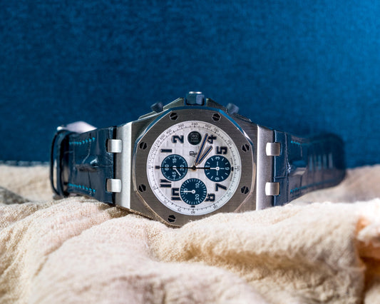 Bespoke Watch Strap in Peacock Blue Crocodile