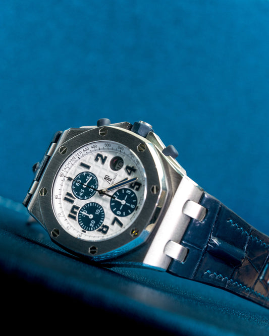 Bespoke Watch Strap in Peacock Blue Crocodile