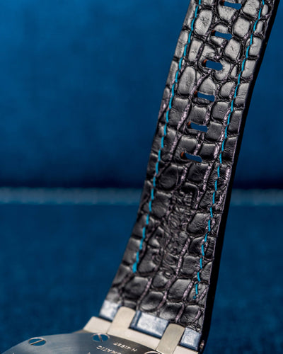 Bespoke Watch Strap in Peacock Blue Crocodile