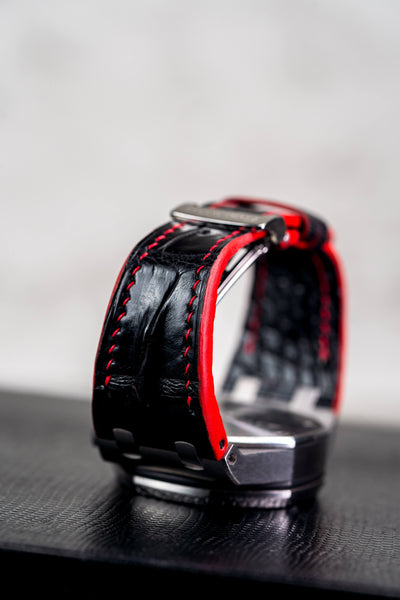 Bespoke Watch Strap in Black Crocodile