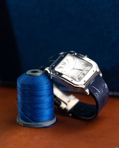 Bespoke Watch Strap in Navy Blue Crocodile