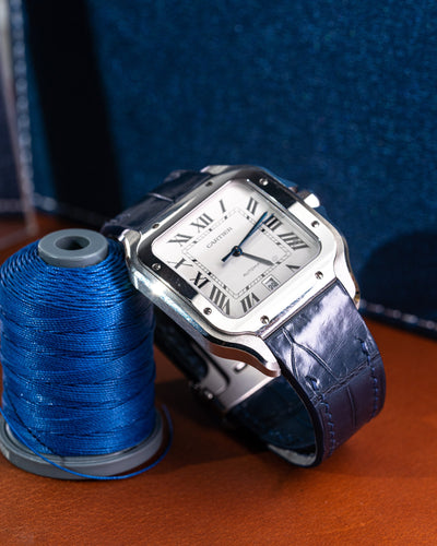 Bespoke Watch Strap in Navy Blue Crocodile