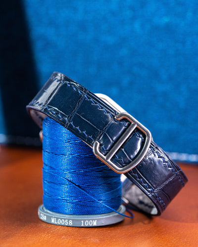 Bespoke Watch Strap in Navy Blue Crocodile