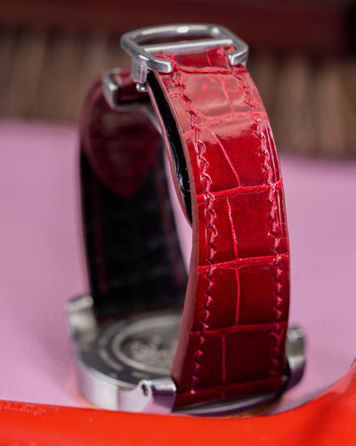 Bespoke Watch Strap in Blood Red Crocodile