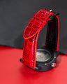 Bespoke Watch Strap in Ferrari Red Crocodile