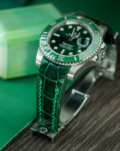 Bespoke Watch Strap in Emerald Green Crocodile