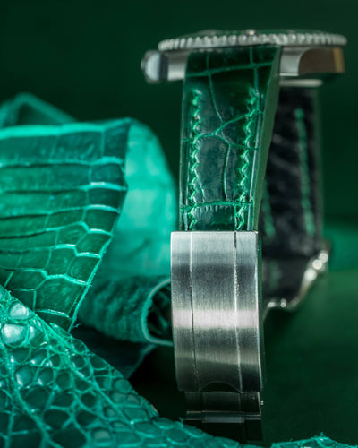 Bespoke Watch Strap in Emerald Green Crocodile