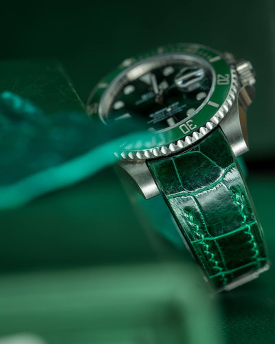 Bespoke Watch Strap in Emerald Green Crocodile