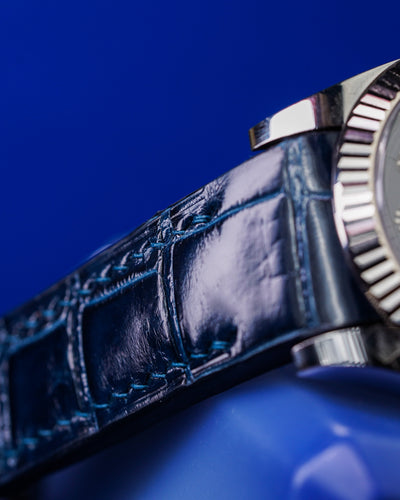 Bespoke Watch Strap in Navy Blue Crocodile