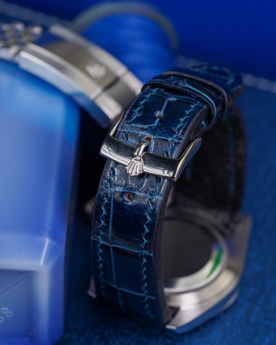 Bespoke Watch Strap in Navy Blue Crocodile