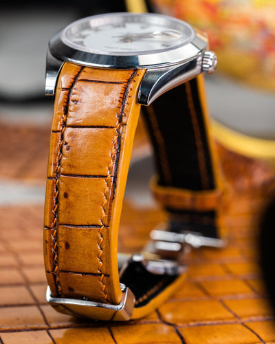 Bespoke Watch Strap in 2 Tone Chestnut Brown Crocodile