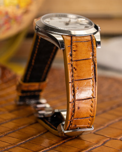 Bespoke Watch Strap in 2 Tone Chestnut Brown Crocodile