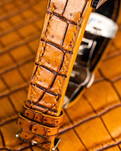 Bespoke Watch Strap in 2 Tone Chestnut Brown Crocodile