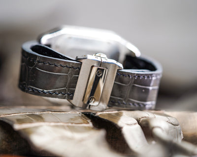 Bespoke Watch Strap in Metal Grey Crocodile