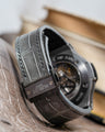 Bespoke Watch Strap in Olive Grey Crocodile