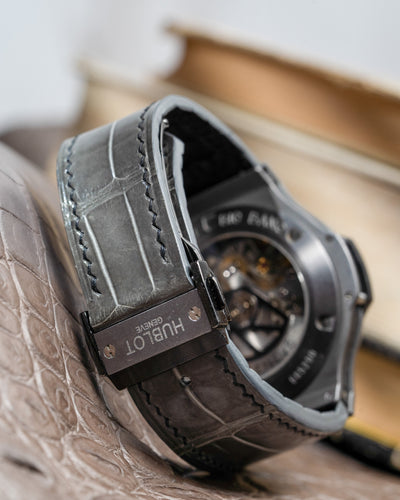 Bespoke Watch Strap in Olive Grey Crocodile
