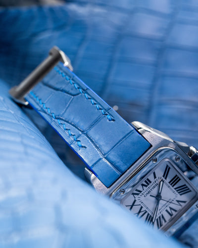 Bespoke Watch Strap in Baby Blue Himalayan Crocodile