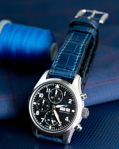 Bespoke Watch Strap in Navy Blue Crocodile