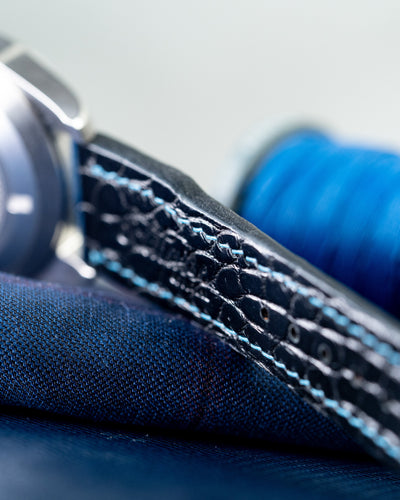 Bespoke Watch Strap in Navy Blue Crocodile
