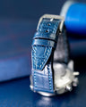 Bespoke Watch Strap in Navy Blue Crocodile