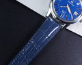 Bespoke Watch Strap in Navy Blue Crocodile