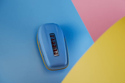 Bespoke Key Fob Cover in Baby Blue Nappa