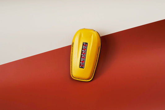 Bespoke Key Fob Cover in Yellow Nappa