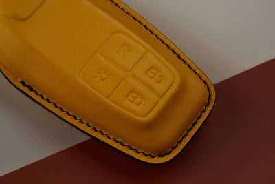 Bespoke Key Fob Cover in Yellow Nappa