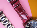 Bespoke Watch Strap in Maroon Red Crocodile