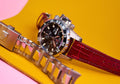 Bespoke Watch Strap in Maroon Red Crocodile
