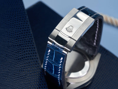 Bespoke Watch Strap in Peacock Blue Crocodile