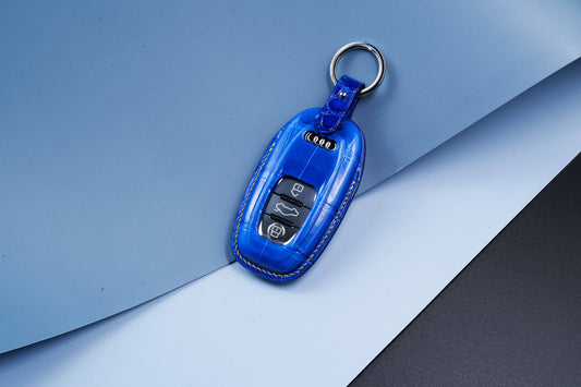 Bespoke Key Fob Cover in Electric Blue Crocodile