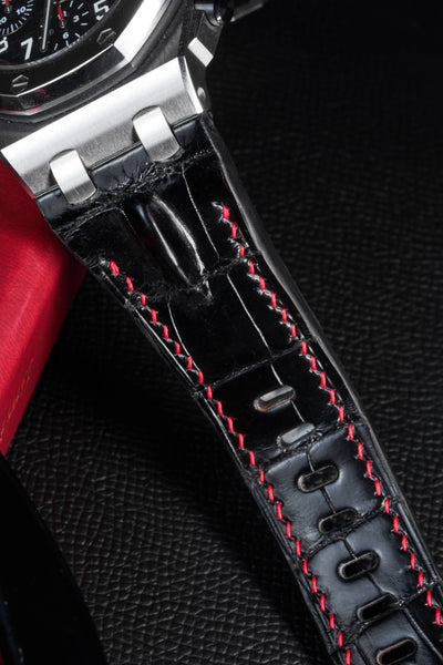 Bespoke Watch Strap in Black Crocodile