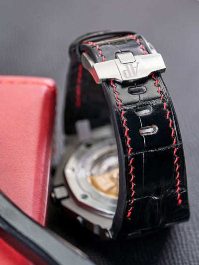 Bespoke Watch Strap in Black Crocodile