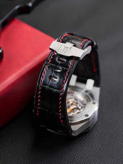 Bespoke Watch Strap in Black Crocodile