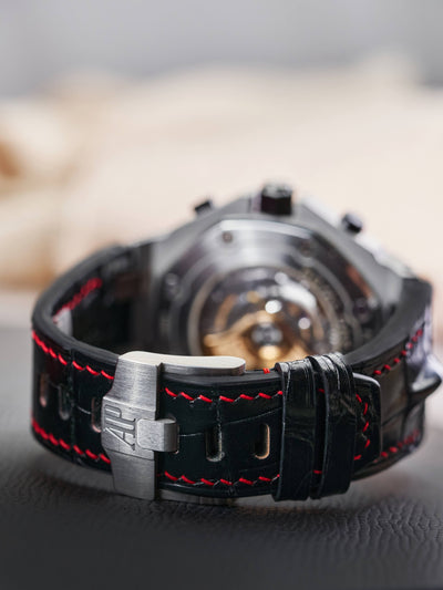 Bespoke Watch Strap in Black Crocodile