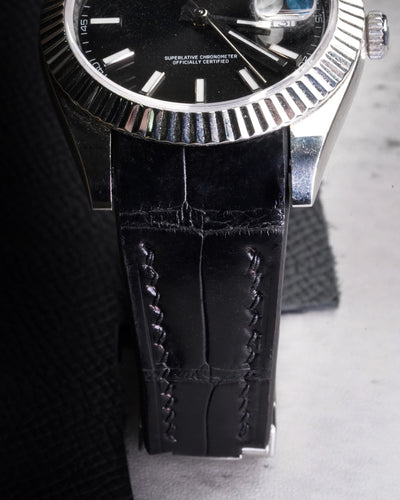 Bespoke Watch Strap in Black Crocodile