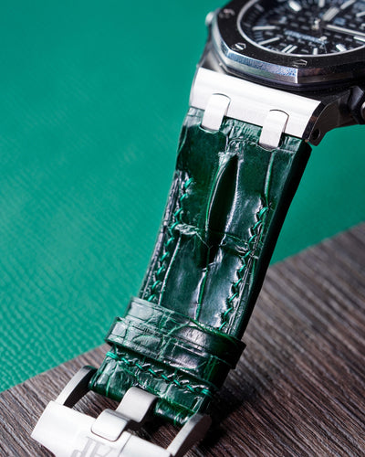 Bespoke Watch Strap in Dark Green Crocodile