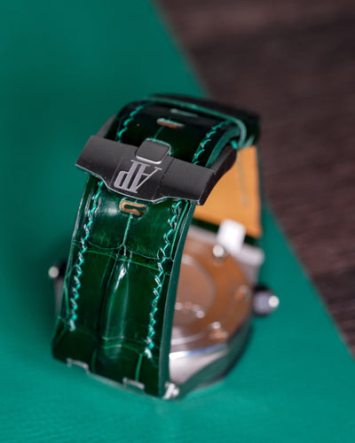 Bespoke Watch Strap in Dark Green Crocodile