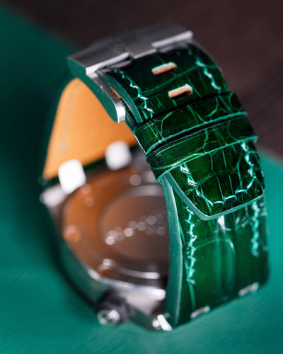 Bespoke Watch Strap in Dark Green Crocodile