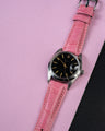 Bespoke Watch Strap In Baby Pink Crocodile