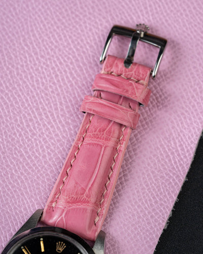 Bespoke Watch Strap In Baby Pink Crocodile