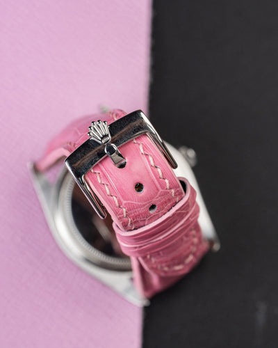 Bespoke Watch Strap In Baby Pink Crocodile