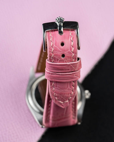 Bespoke Watch Strap In Baby Pink Crocodile