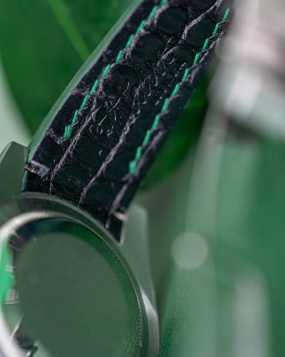 Bespoke Watch Strap in Hunter Green Crocodile