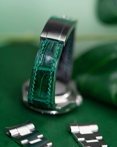 Bespoke Watch Strap in Hunter Green Crocodile