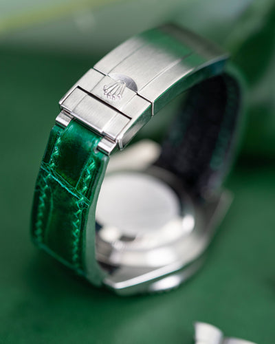 Bespoke Watch Strap in Hunter Green Crocodile